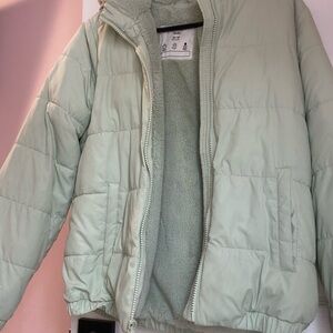 Kids Puffer Jacket in Light Green size 13-14